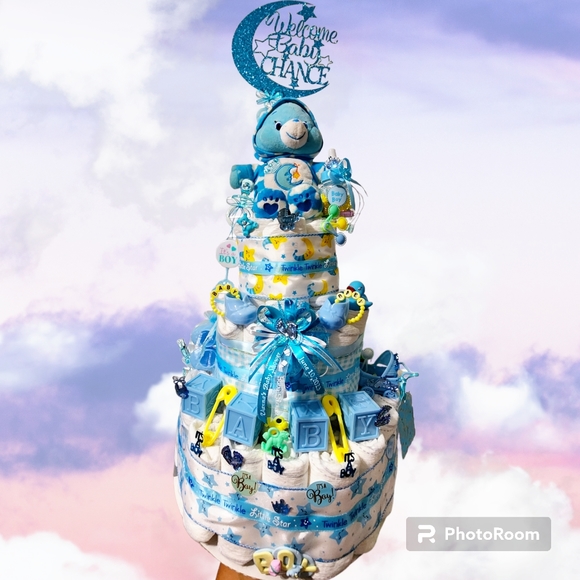 Handmade by Me Twinkle Twinkle little ✨️Star Care Bare 3 Tier Diaper Cake 🎂